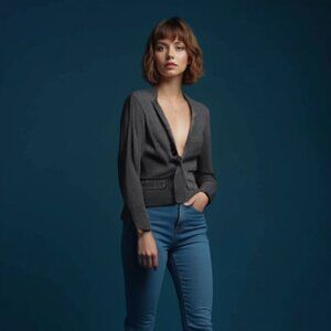 Network Notations Dark Academia Blazer • Cropped Button Front Jacket • Size S